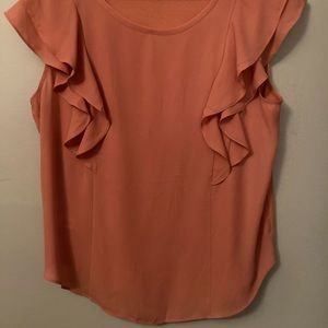 Loft  Peach blouse, short sleeve, 100%,cotton woven.